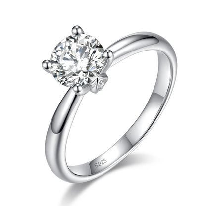 1 CT. Round Moissanite Diamond Solitaire Engagement Ring in Sterling Silver