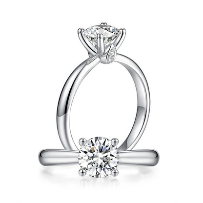 1 CT. Round Moissanite Diamond Solitaire Engagement Ring in Sterling Silver