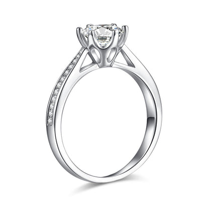1 CT. Round Moissanite Diamond Pavé Engagement Ring in Sterling Silver