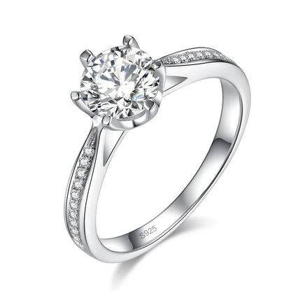 1 CT. Round Moissanite Diamond Pavé Engagement Ring in Sterling Silver