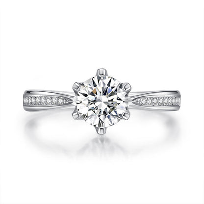 1 CT. Round Moissanite Diamond Pavé Engagement Ring in Sterling Silver