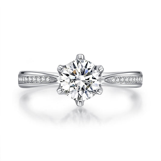 1 CT. Round Moissanite Diamond Pavé Engagement Ring in Sterling Silver