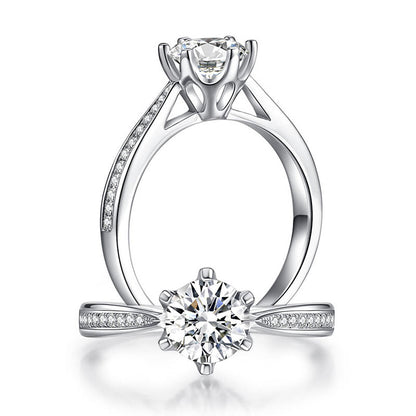 1 CT. Round Moissanite Diamond Pavé Engagement Ring in Sterling Silver