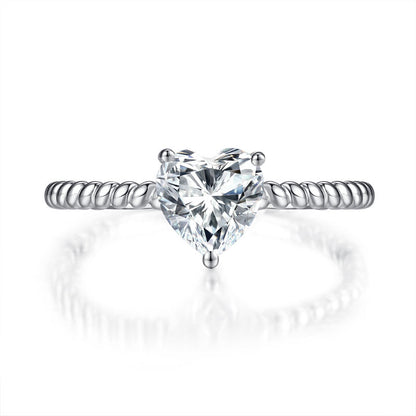 1 CT. Heart Cut Moissanite Diamond Solitaire Engagement Ring in Sterling Silver