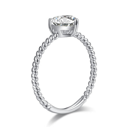 1 CT. Heart Cut Moissanite Diamond Solitaire Engagement Ring in Sterling Silver