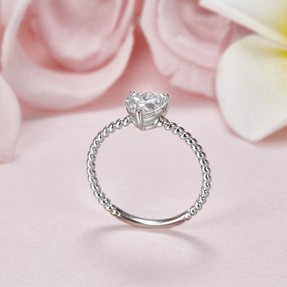 1 CT. Heart Cut Moissanite Diamond Solitaire Engagement Ring in Sterling Silver