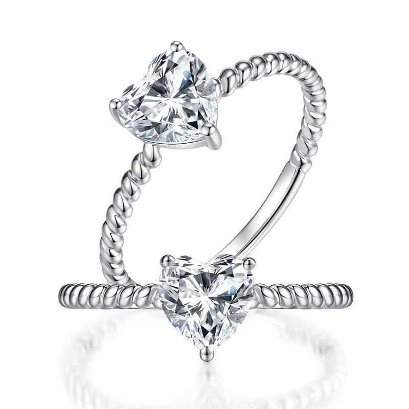 1 CT. Heart Cut Moissanite Diamond Solitaire Engagement Ring in Sterling Silver