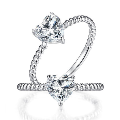 1 CT. Heart Cut Moissanite Diamond Solitaire Engagement Ring in Sterling Silver
