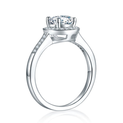 1 CT. Round Moissanite Diamond Halo Engagement Ring in Sterling Silver