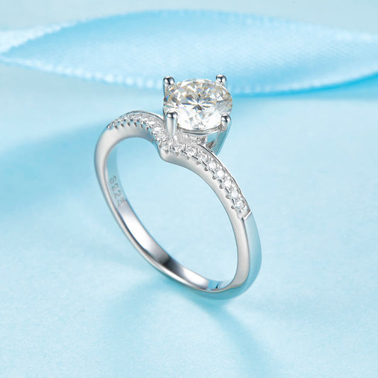 1 CT. Round Moissanite Diamond Pavé Engagement Ring in Sterling Silver