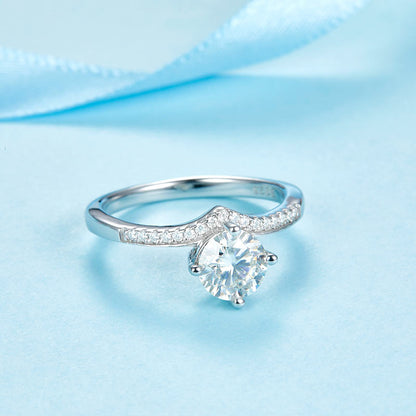 1 CT. Round Moissanite Diamond Pavé Engagement Ring in Sterling Silver