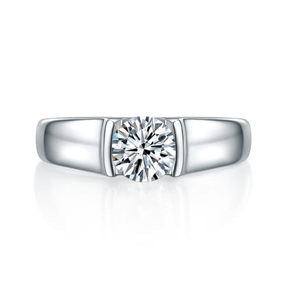 1 CT. Round Moissanite Diamond Ring in Sterling Silver for Men
