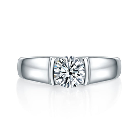1 CT. Round Moissanite Diamond Ring in Sterling Silver for Men