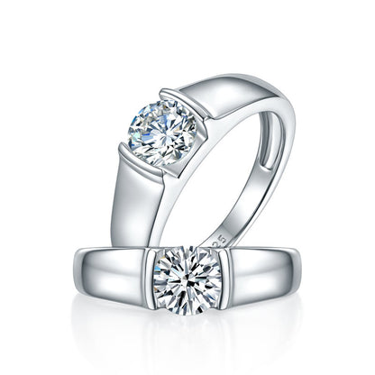 1 CT. Round Moissanite Diamond Ring in Sterling Silver for Men