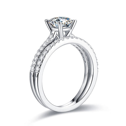 1 CT. Round Moissanite Diamond Pavé Bridal Set in Sterling Silver