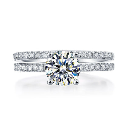 1 CT. Round Moissanite Diamond Pavé Bridal Set in Sterling Silver