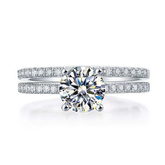 1 CT. Round Moissanite Diamond Pavé Bridal Set in Sterling Silver