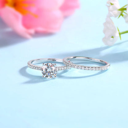1 CT. Round Moissanite Diamond Pavé Bridal Set in Sterling Silver