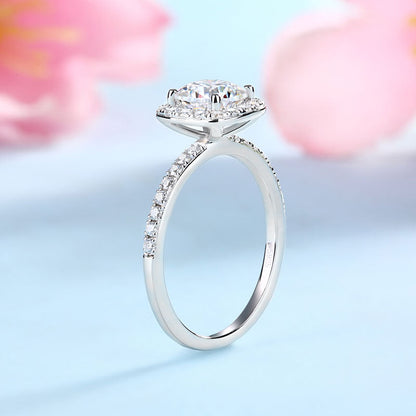 1 CT. Cushion Cut Moissanite Diamond Halo Bridal Set in Sterling Silver