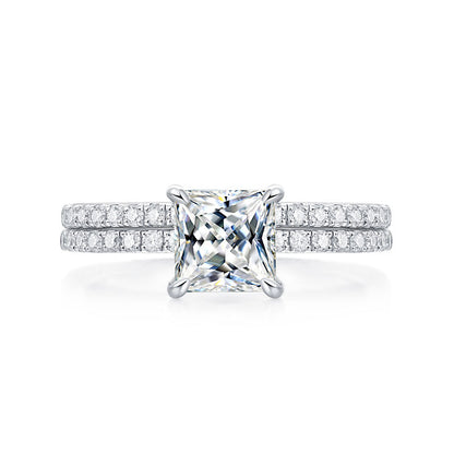 1 CT. Princess Cut Moissanite Diamond Bridal Set in Sterling Silver