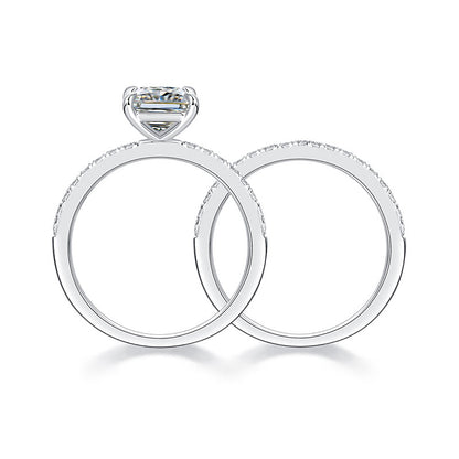 1 CT. Princess Cut Moissanite Diamond Bridal Set in Sterling Silver