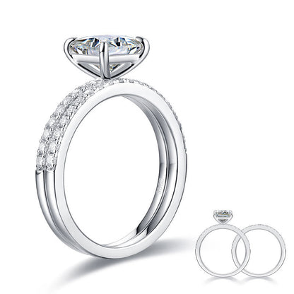 1 CT. Princess Cut Moissanite Diamond Bridal Set in Sterling Silver