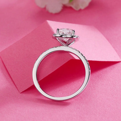 1 CT. Heart Cut Moissanite Diamond Halo Bridal Set in Sterling Silver
