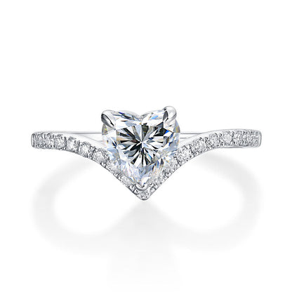 1 CT. Heart Cut Moissanite Diamond Pavé Engagement Ring in Sterling Silver