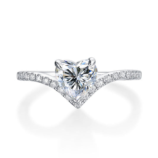 1 CT. Heart Cut Moissanite Diamond Pavé Engagement Ring in Sterling Silver