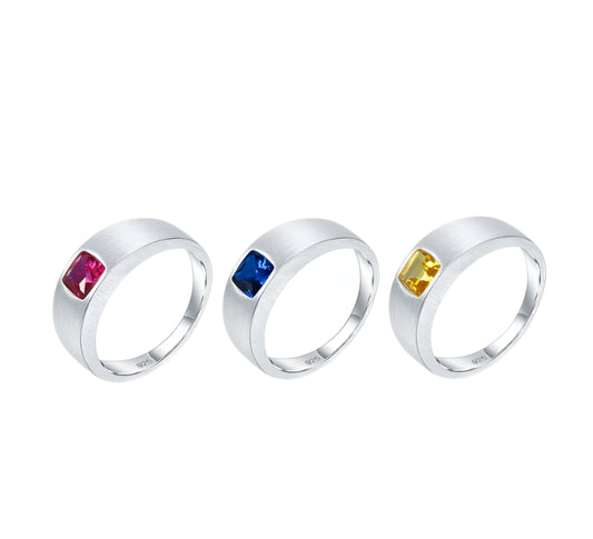 Anillo de plata de ley con piedras preciosas