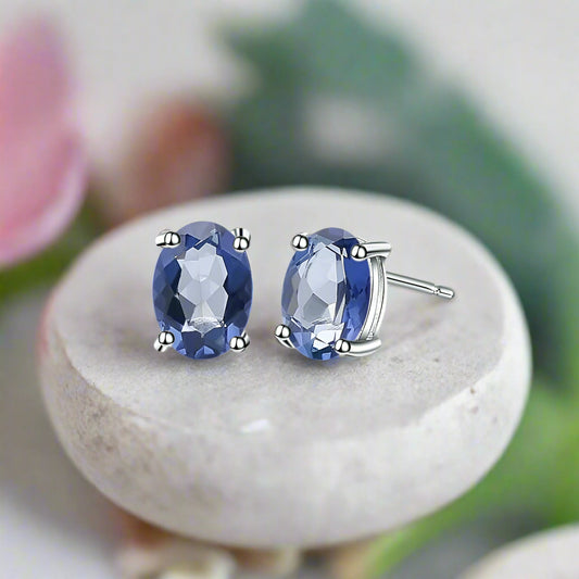 GRACE 1.2 CT. Oval Mystic Quartz Stud Earrings in Sterling Silver