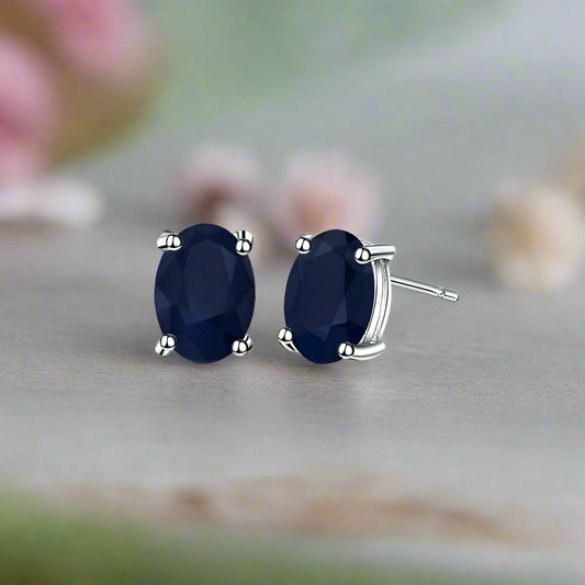 GRACE 1.2 CT. Oval Sapphire Stud Earrings in Sterling Silver