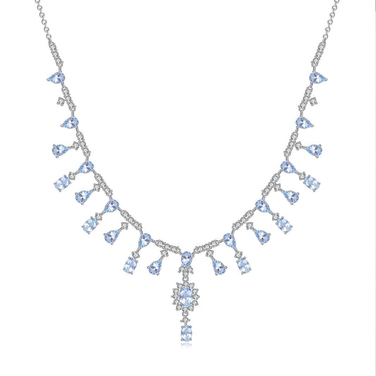 Collier de mariée GRACE en argent sterling avec pierres précieuses