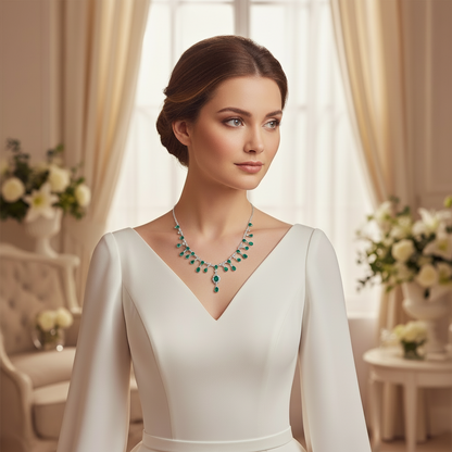 GRACE Bridal Gemstone Necklace in Sterling Silver