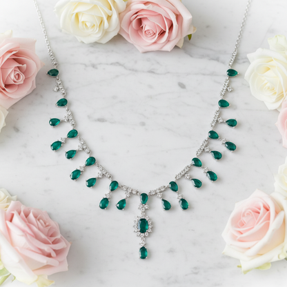 GRACE Bridal Gemstone Necklace in Sterling Silver