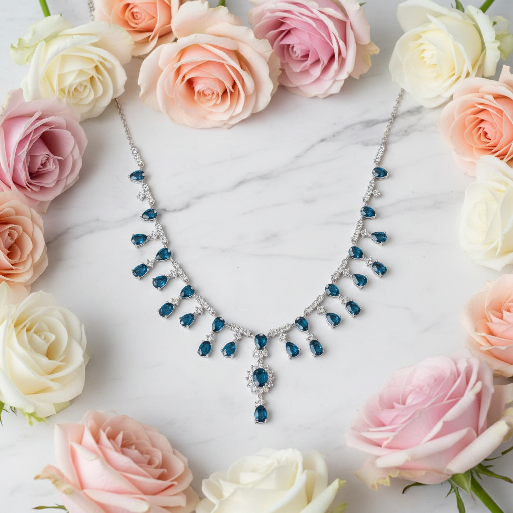 GRACE Bridal Gemstone Necklace in Sterling Silver