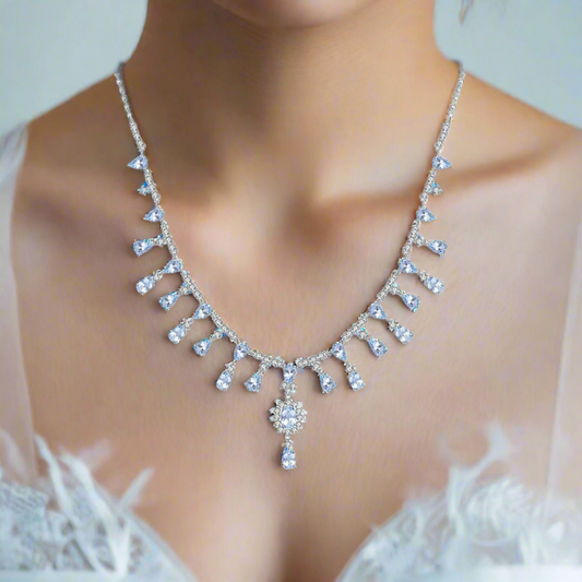 GRACE Bridal Gemstone Necklace in Sterling Silver