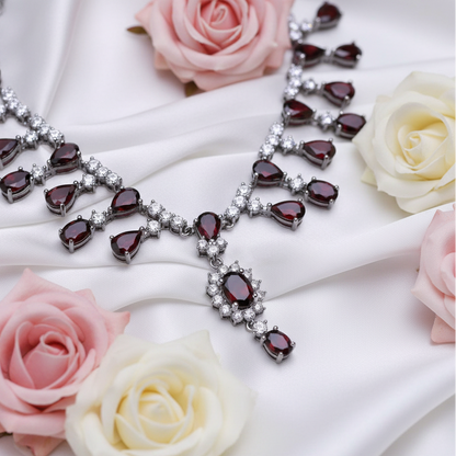 GRACE Bridal Gemstone Necklace in Sterling Silver