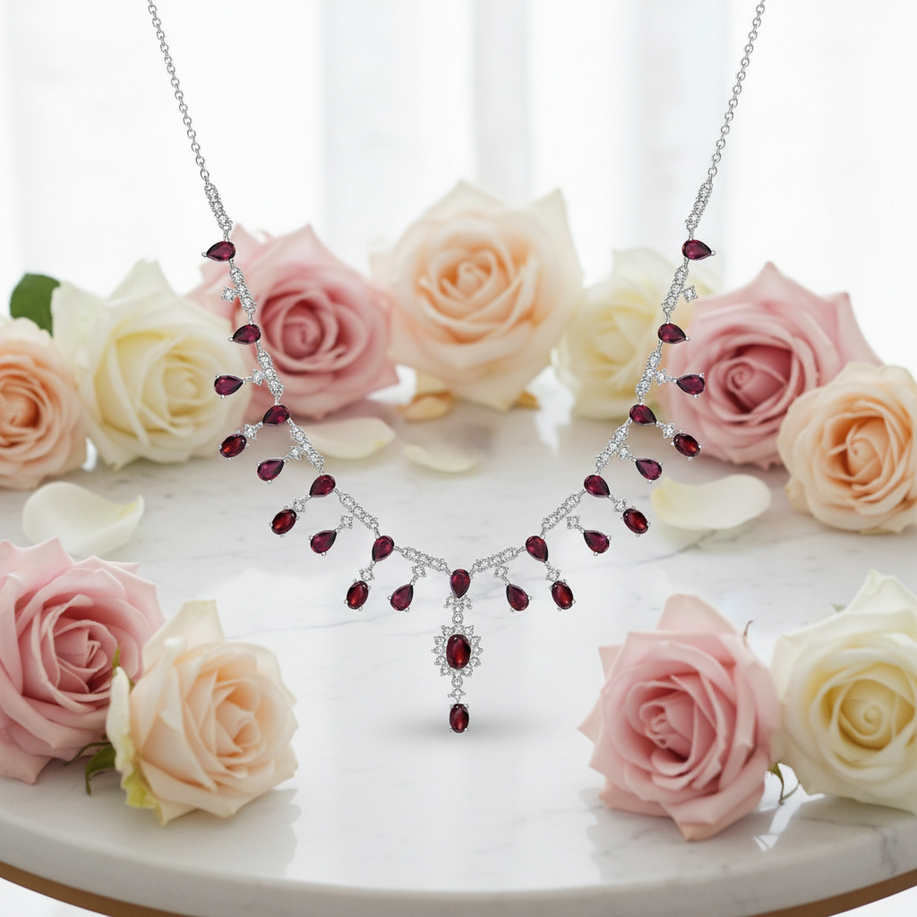 GRACE Bridal Gemstone Necklace in Sterling Silver