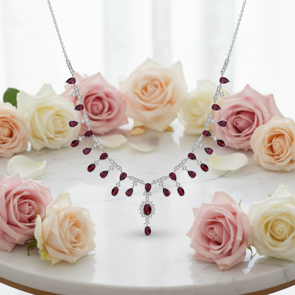 GRACE Bridal Gemstone Necklace in Sterling Silver