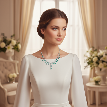 GRACE Bridal Gemstone Necklace in Sterling Silver