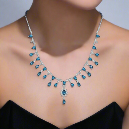 GRACE Bridal Gemstone Necklace in Sterling Silver