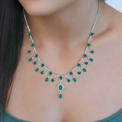 GRACE Bridal Gemstone Necklace in Sterling Silver