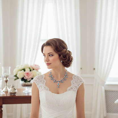 GRACE Bridal Gemstone Necklace in Sterling Silver