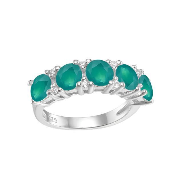 Anillo de media eternidad con cinco piedras preciosas GRACE en plata de ley