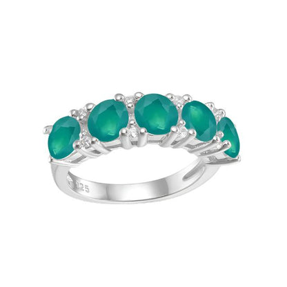 Anillo de media eternidad con cinco piedras preciosas GRACE en plata de ley