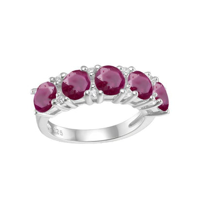 Anillo de media eternidad con cinco piedras preciosas GRACE en plata de ley