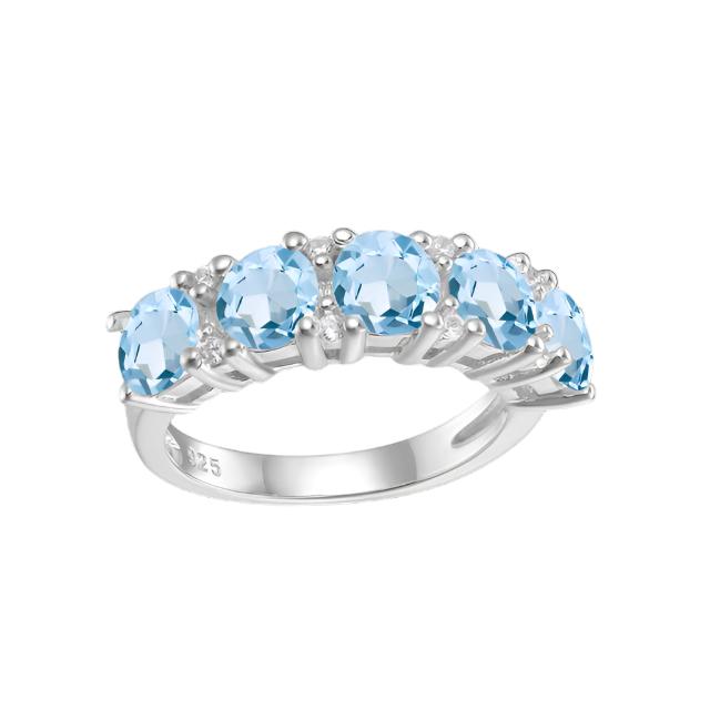 Anillo de media eternidad con cinco piedras preciosas GRACE en plata de ley