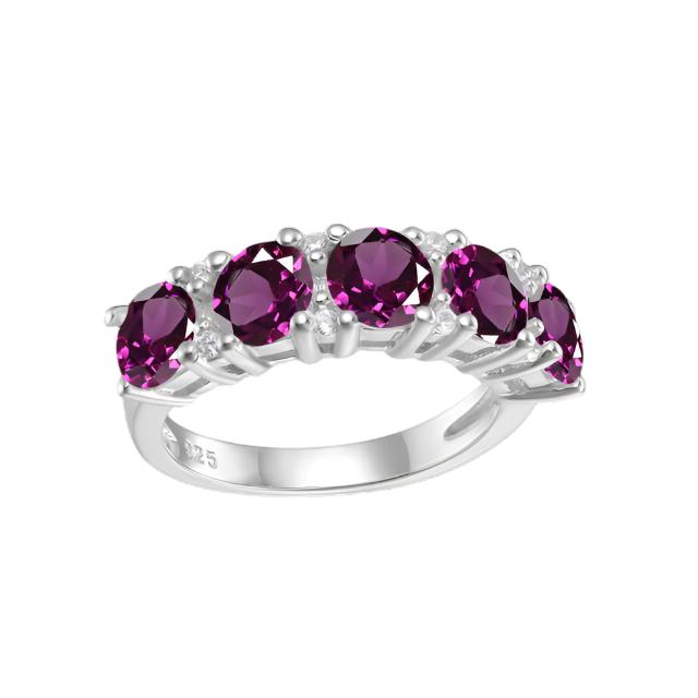 Anillo de media eternidad con cinco piedras preciosas GRACE en plata de ley