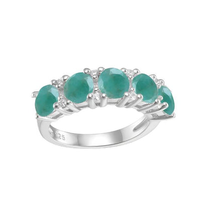 Anillo de media eternidad con cinco piedras preciosas GRACE en plata de ley
